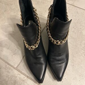 Steve Madden Black Ankle Boots with Gold Chain